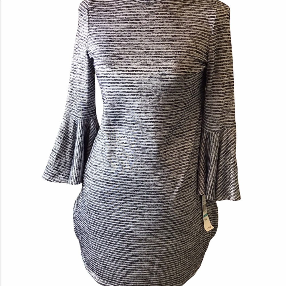 SPEECHLESS short sweater dress striped NWT ruffle sleeve size XS